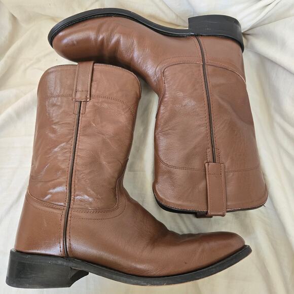Old West Men\'s Size 8.5D Calf Leather Boots Brown SRM4017 *read* main image 4